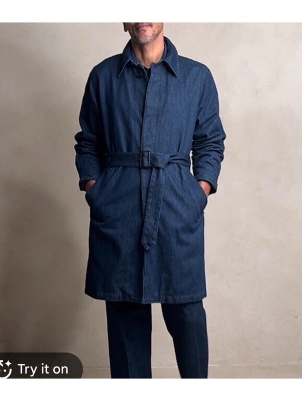 Banana Republic Denim Men’s Trench Mac Coat In Rinse Dark Wash Small Retail $250